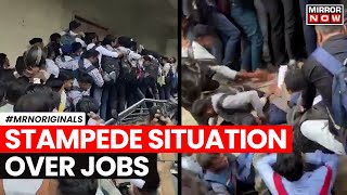 Gujarat Stampede  Chaos Erupts as Hundreds of Job Seekers Rush Gujarat Hotel  Gujarat News [upl. by Nawram]