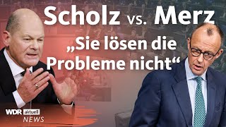 Haushaltsdebatte im Bundestag Was wollen Scholz und Merz für Deutschland  WDR Aktuelle Stunde [upl. by Eisserc]