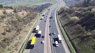 Scammonden bridge over M62 motorway near Huddersfield and Halifax in West Yorkshire England UK [upl. by Werdna938]