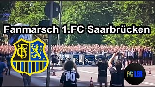 1 FC Saarbrücken Fans  Fanmarsch  Feuerwerk in der Stadt 2023 [upl. by Eirb311]