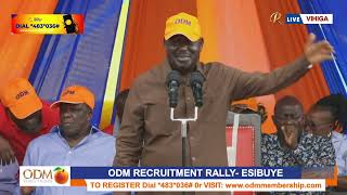 Railas HISTORIC speech in Vihiga concludes the second day of the Western ODM membership drive blitz [upl. by Rol]