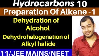 Hydrocarbons 10  Preparation of Alkenes 1  Dehydration Of Alcohols and From Alkyl Halide JEENEET [upl. by Ymassej]