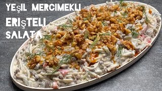 Yoğurtlu Erişteli Yeşil Mercimek Salatası Tarifi  Gün salatası  Green lentil pasta salad  yaz sal [upl. by Medin]