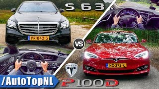 Tesla Model S P100d vs Mercedes AMG S63  0250kmh ACCELERATION TOP SPEED amp POV by AutoTopNL [upl. by Bili]