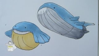 How to draw Pokemon No 320 Wailmer No 321 Wailord [upl. by Rotsen]