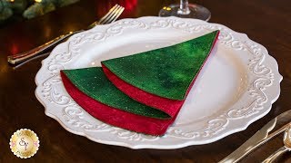 Simple DIY Folded Christmas Tree Napkin  Shabby Fabrics Tutorials [upl. by Barnaby]