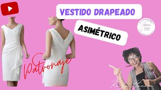 🔴VESTIDO DRAPEADO FALDA ASIMETRICA BLANCO✂️🪡 [upl. by Gautier]