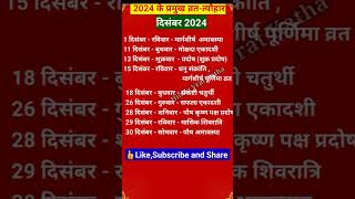 calendar 2024 दिसंबर में पड़ने वाले व्रत  त्यौहार। 2025shorts yt trending ytshorts new trend [upl. by Briana]