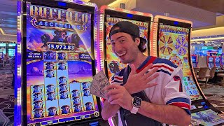 Insane Luck On Buffalo Slots In Las Vegas MUST SEE MUST WATCH ACTION [upl. by Asila]