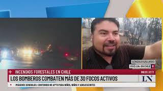 Incendios forestales en Chile los bomberos combaten más de 30 focos activos [upl. by Alejoa]