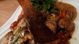 Crispy Skin Salmon fillet with a White Wine and lemon sauceEasy and quick recipeCook with me [upl. by French]