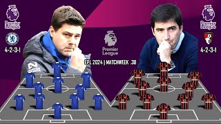 POCHETTINO VS IRAOLA POTENTIAL STARTING LINEUP PREMIER LEAGUE GAMEWEEK 38  CHELSEA VS BOURNEMOUTH [upl. by Gaye377]