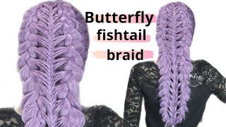 Butterfly Fishtail braid  instagram style hair haistyles [upl. by Amber]