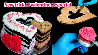 Valentine cake decorating ideas  so easy to make heart shape cake for your valentine 💞 [upl. by Donny956]