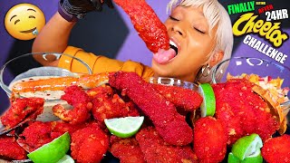 HOT CHEETOS KING CRAB SEAFOOD BOIL MUKBANG CHALLENGE SABOTAGED ASMR ALFREDO CHEESE SAUCE QUEEN BEAST [upl. by Ezitram]