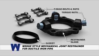 Wedge Style Mechanical Joint Restrainer for Ductile Iron Pipe  WaterworksTrainingcom [upl. by Fachanan9]