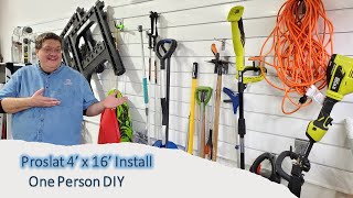 Installing ProSlat Wall in the Garage DIY One Person Build including Outlet Cutout [upl. by Ledah]