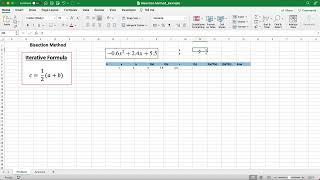 Bisection Method on Excel Numerical Methods [upl. by Ineslta]