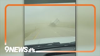 Winds wreak havoc on peoples property flip semis in Colorado [upl. by Llenrac272]