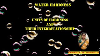 Water treatment Units Of Hardness Of Water Engineering chemistry unit4  By Dr Anjali Ssaxena [upl. by Sherurd]