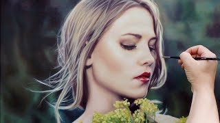 OIL PAINTING PORTRAIT DEMO ✦ REALISTIC ART VIDEO ✦ woman  flowers  sunlight by Isabelle Richard [upl. by Aivilo]