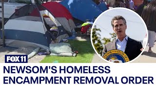 California Gov Newsom issues executive order to remove homeless encampments [upl. by Hammock]