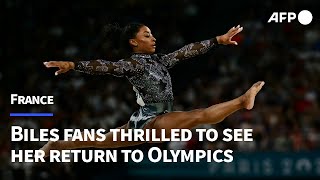 Simone Biles fans thrilled to see her return to Olympic competition  AFP [upl. by Vijar]