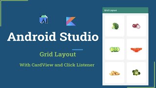 Grid Layout in Android Studio  Gridlayout with CardView and OnclickListener [upl. by Ailecnarf]