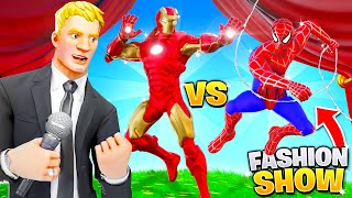 I joined a Fortnite Fashion Show as IRONMAN amp SPIDERMAN [upl. by Mcgean206]