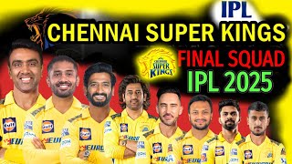 IPL 2025 Chennai Super kings squad  CSK Squad For IPL 2025  CSK New Squad IPL 2025 [upl. by Struve]