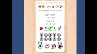 Brain Test Level 42  Get the Biggest number Possible Walkthrough Solution [upl. by Bartie]