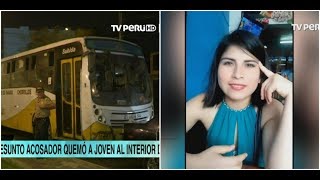 Miraflores hombre prende fuego a joven al interior de bus [upl. by Esdnyl450]