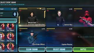 SWGOH GL Kylo SLKR event Tier 4 100 Win [upl. by Ylelhsa]