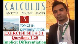 Calculus Ch  3 Ex  31 Question 120 Implicit Differentiation Howard Anton 10th Edition [upl. by Maltz890]