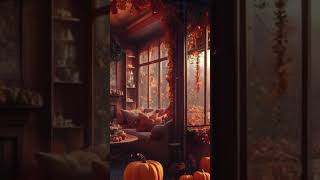 Start Your Day Right ☀️ Cozy Coffee Shop Vibes with Falling Leaves Warm Fire amp Smooth Jazz 🍂🔥 [upl. by Doran]