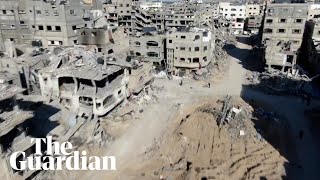 Drone footage shows latest widespread destruction in northern Gaza [upl. by Lienad382]