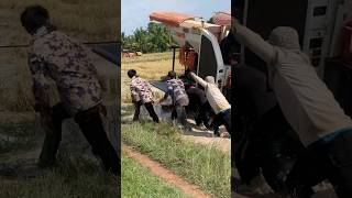 Harvester Machine Stuck In Mud shortvideo harvester [upl. by Streetman]