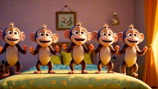 Baby English Song：Five Little Monkeys：Nursery Song：kid’s English、children English、kindergarten and p [upl. by Villiers]