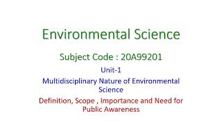 EVS Multidisciplinary Nature of EVS Definition Scope  Importance and Need for Public Awareness [upl. by Hashimoto]