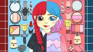 🌸Paper DIY🌸 Baby Girl Harley Quinn Makeup amp 💄💋Skin Care with PAPER COSMETICS ✨ Wonder Art Paper [upl. by Joella]