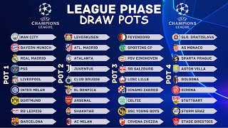 UEFA Champions League 202425 League Phase Draw Pots  UCL Draw Pots  FootWorld [upl. by Lleze390]