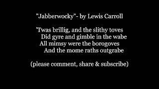 JABBERWOCKY Song LEWIS CARROLL Alice Through Looking Glass Lyrics Word text trendin sing along music [upl. by Stelu]