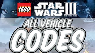 Lego Star Wars 3 The Clone Wars  All Vehicle Cheat Codes [upl. by Jammin854]