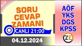 04 12 2024  ÇARŞAMBA 2100  Canlı Soru Cevap Zamanı  Kamu Personel AlımAçıköğretim DGS KPSS YKS [upl. by Anikehs]