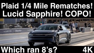 14 Mile Rematches Lucid Air SAPPHIRE and COPO Camaro vs Tesla Plaid Which runs 8’s 3 Races in 4K [upl. by Ahsie]