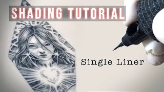 Tattoo Shading Tutorial with a 1Liner Needle From Design to Finished Tattoo [upl. by Alyakcim]