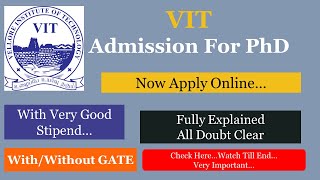 VIT PHD ADMISSION JULY 2024  PhD Entrance Test  VITREE 2024 [upl. by Reynolds]