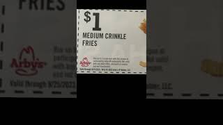 Arby’s Coupon 1 Medium Crinkle Fries Exp 9252023 [upl. by Yelra]