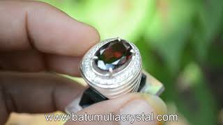 Almandine Garnet Mounted on SIlver Ring [upl. by Ellenahc]