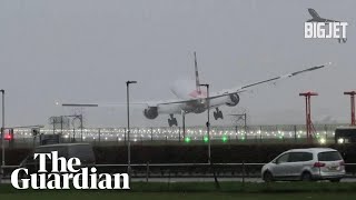 Plane makes bumpy landing at London Heathrow during Storm Gerrit [upl. by Rieger838]